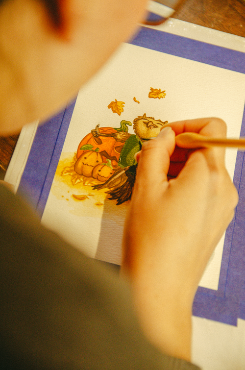 Búho entre Calabazas · Print Original