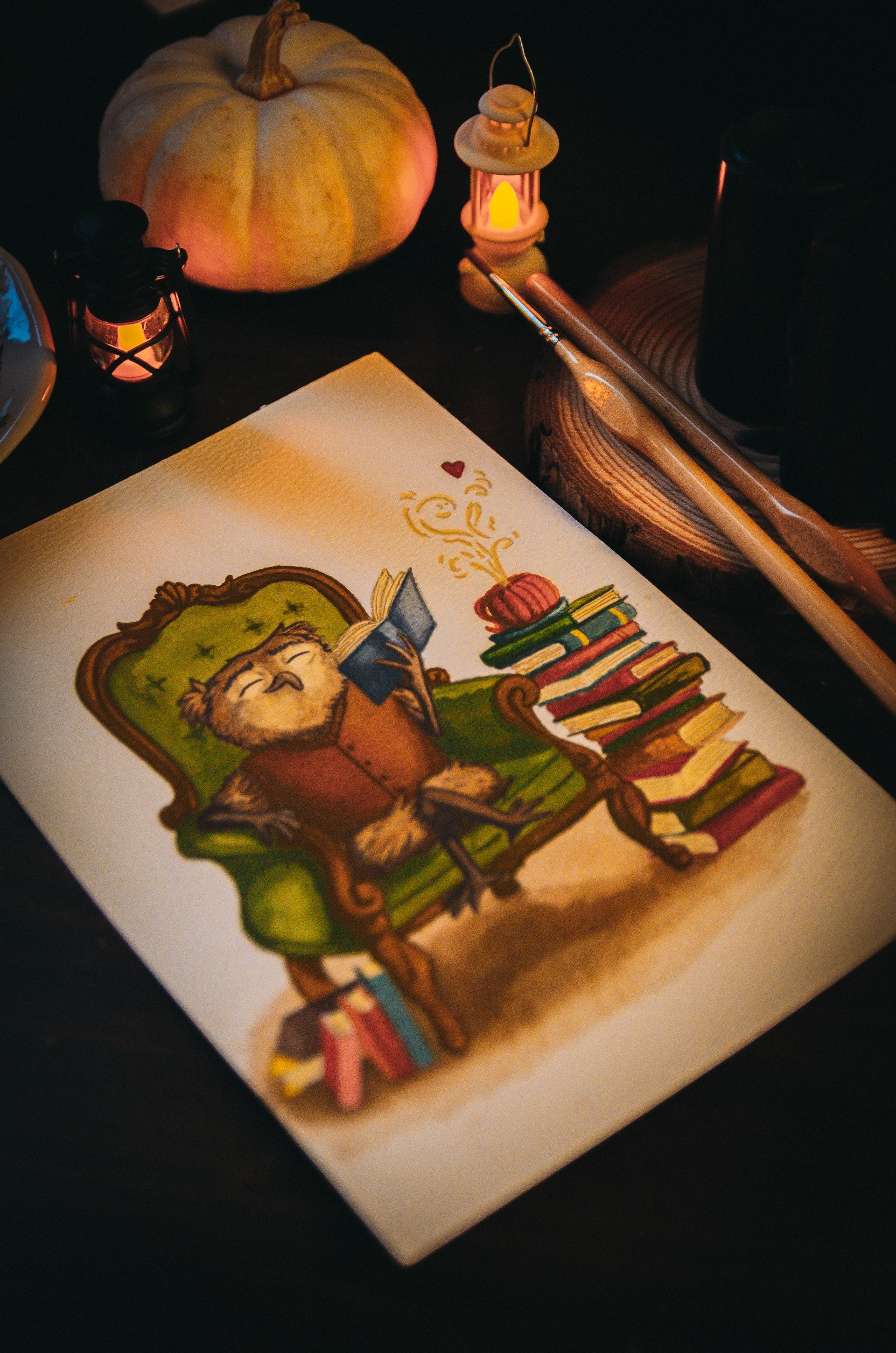 El Lector Nocturno — Print de Ilustración Original