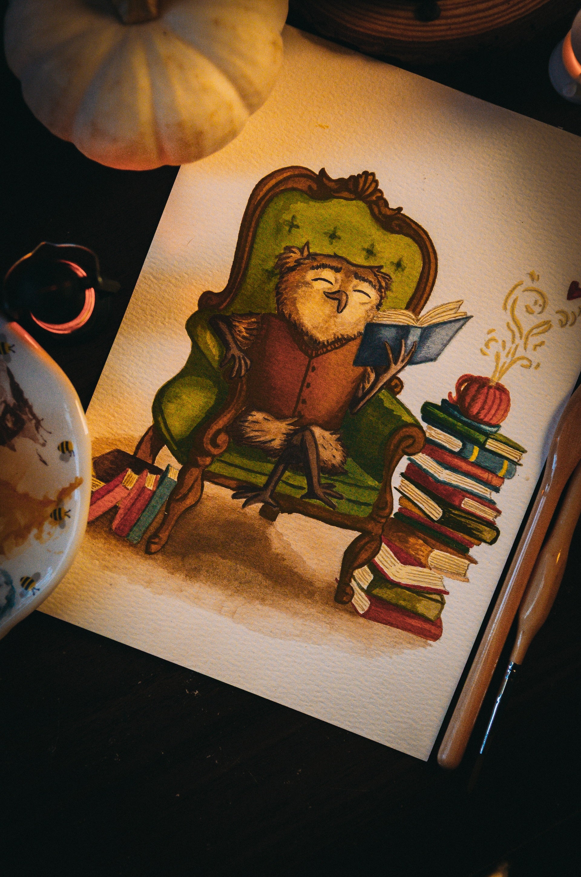 El Lector Nocturno — Print de Ilustración Original