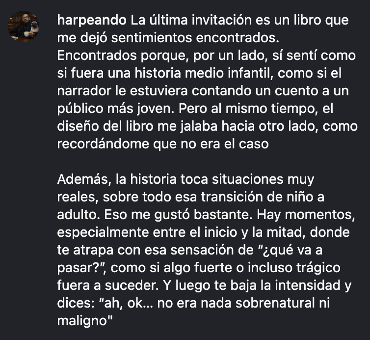 Reseña Lector La Ultima Invitación